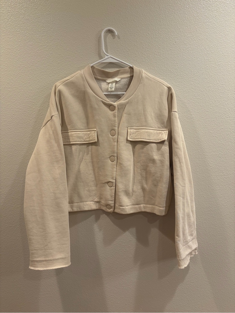 H&M Cream Cropped Bomber Jacket